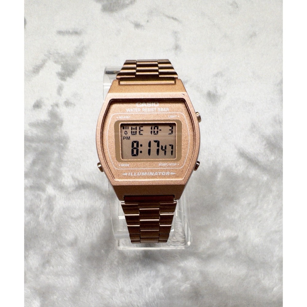 Casio Digital Quartz Rose Gold B640W 34mm Watch New Battery Stainless Band